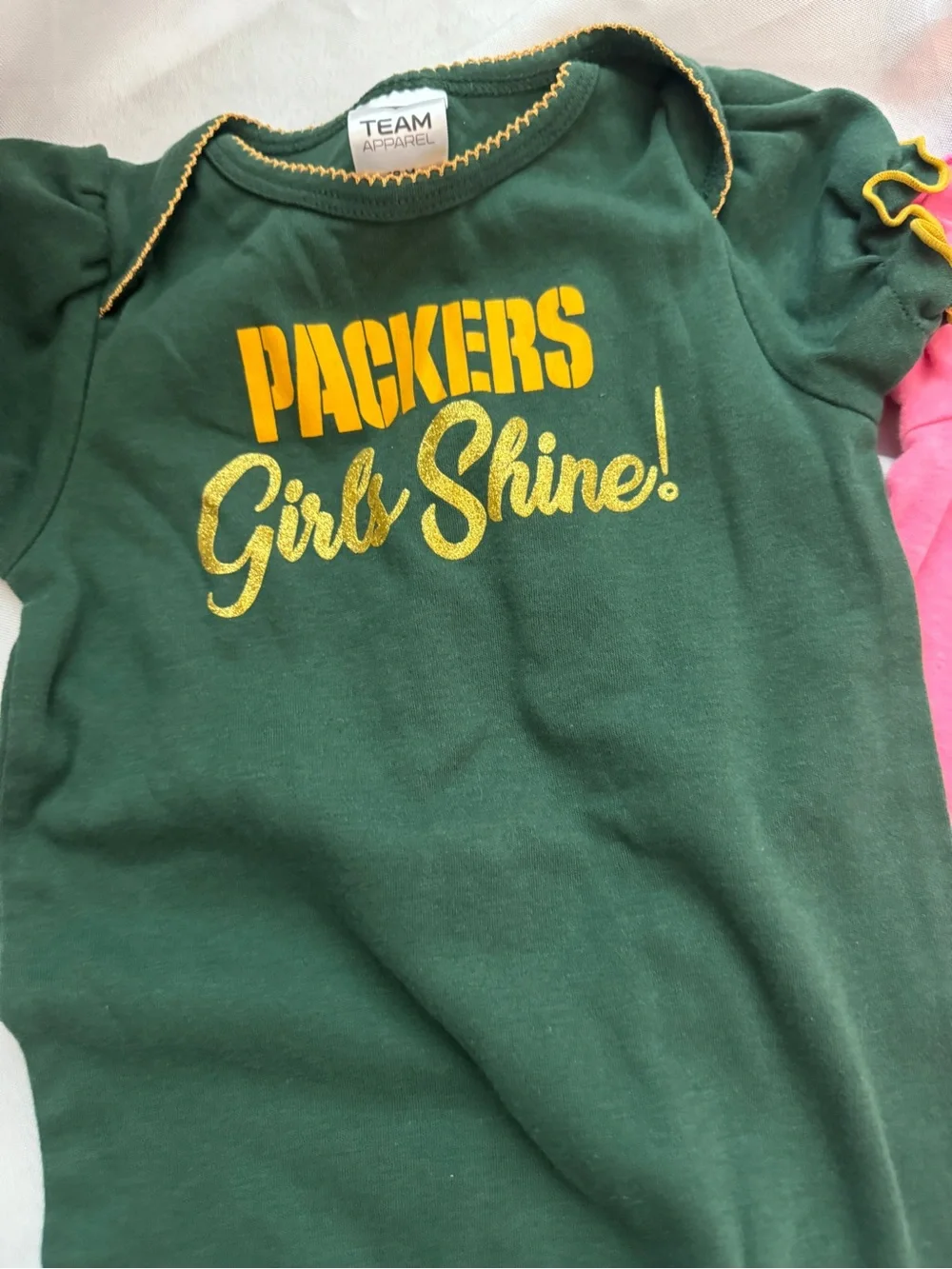 NFL Baby Girl Bodysuit Set - Green, Pink, White Packers